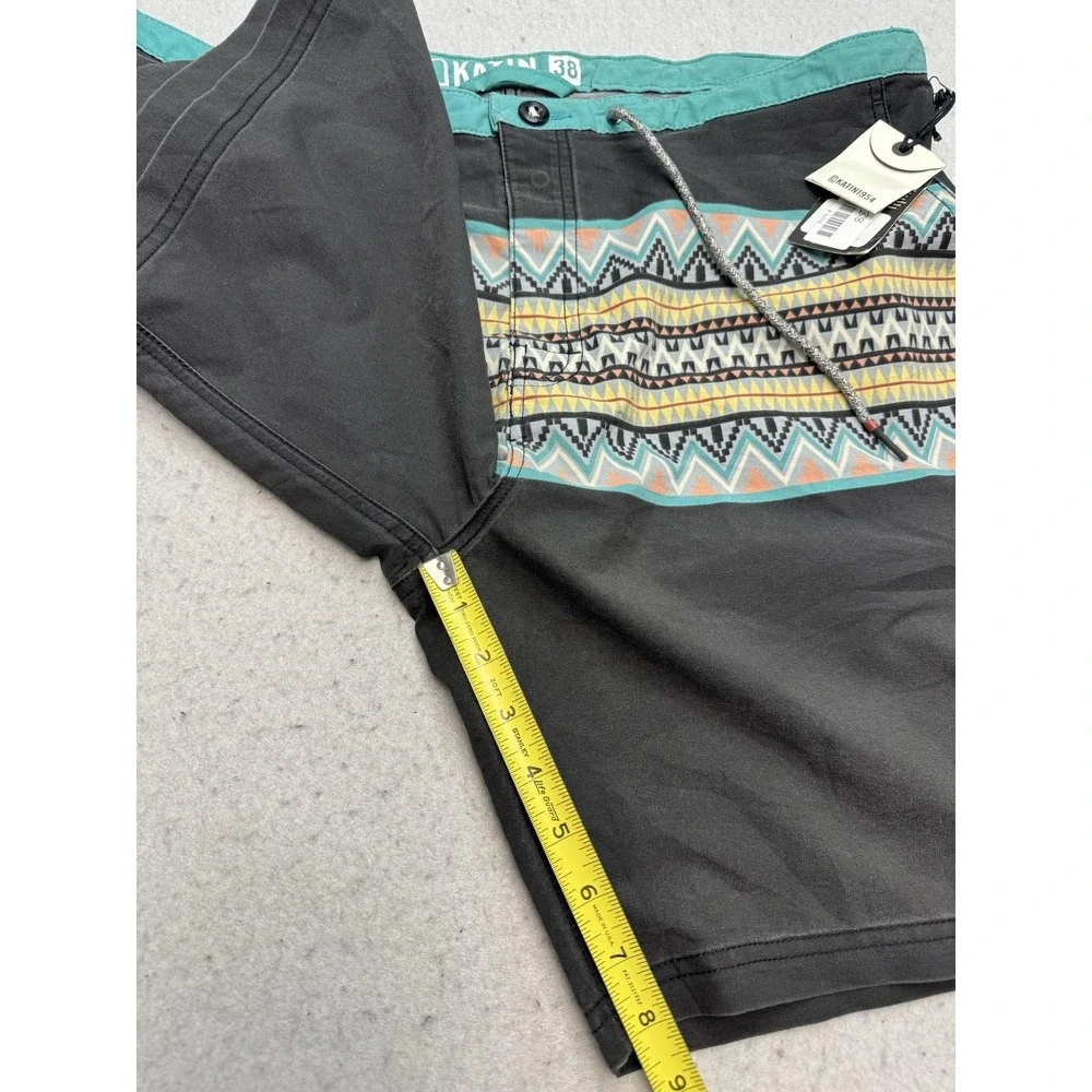 Katin Tide Trunk Board Shorts Mens 38 Black Aztec Swim Trunks Surf Beach